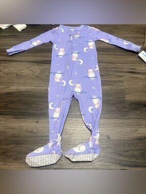 Carter's Lavender Owl Footed One-Piece Pajamas